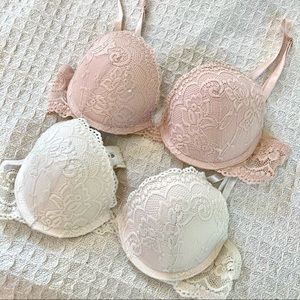 Laura Ashley bra set size 34B cream and light pink mauve